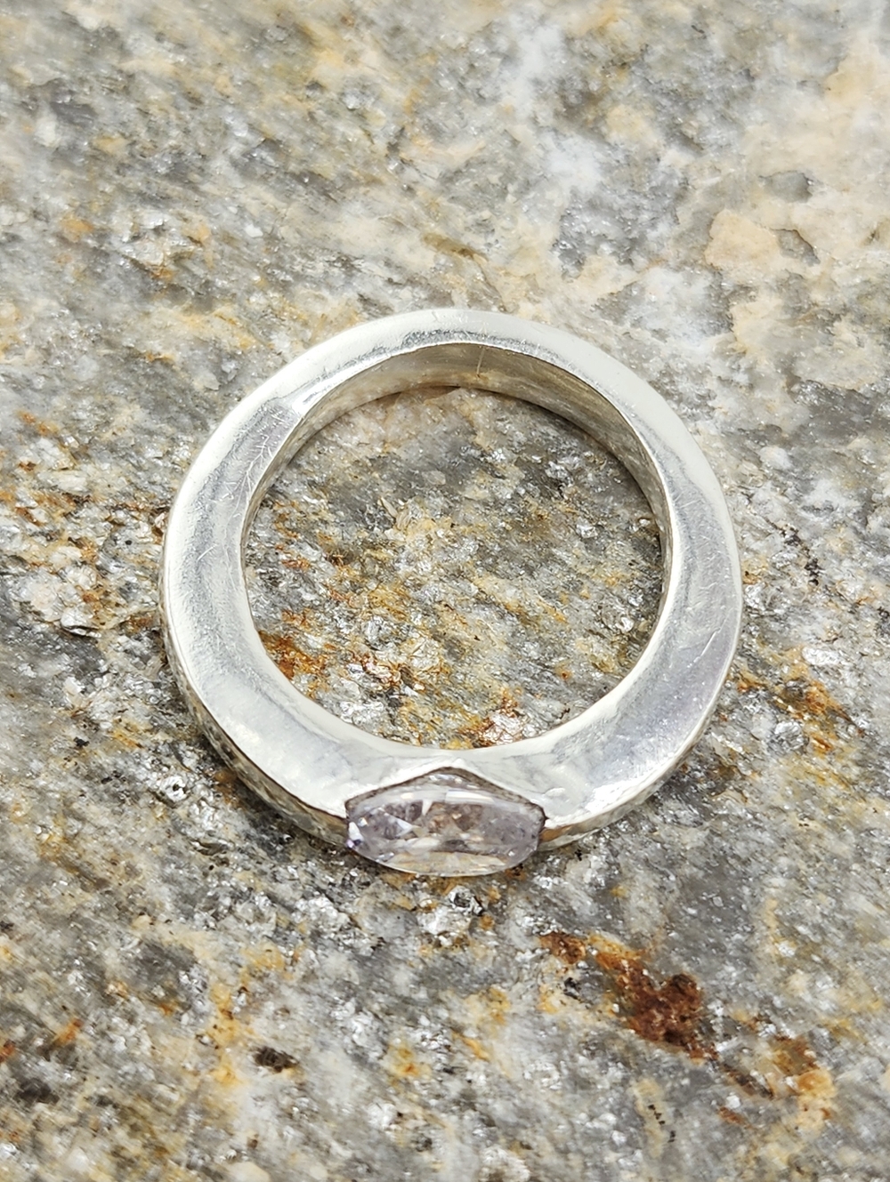 CUBIC ZIRCONIA PRESSURE RING HANDMADE STERLING SILVER SIZE7 - Picture 14 of 15